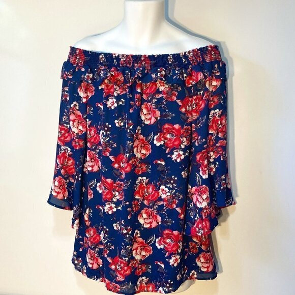 Altar'd State SZ S Navy floral dress/tunic Cottage Feminine Romantic Coquette - Picture 2 of 9